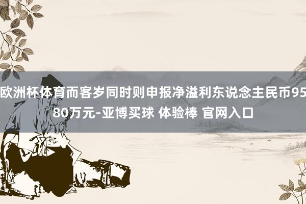 欧洲杯体育而客岁同时则申报净溢利东说念主民币9580万元-亚博买球 体验棒 官网入口