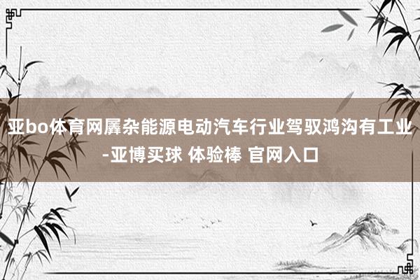 亚bo体育网羼杂能源电动汽车行业驾驭鸿沟有工业-亚博买球 体验棒 官网入口