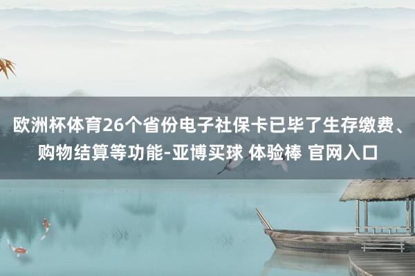 欧洲杯体育26个省份电子社保卡已毕了生存缴费、购物结算等功能-亚博买球 体验棒 官网入口