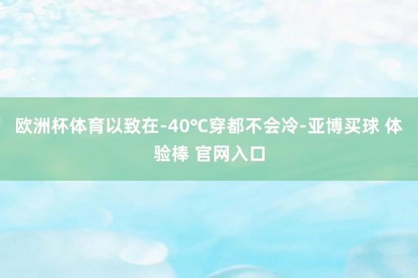 欧洲杯体育以致在-40℃穿都不会冷-亚博买球 体验棒 官网入口