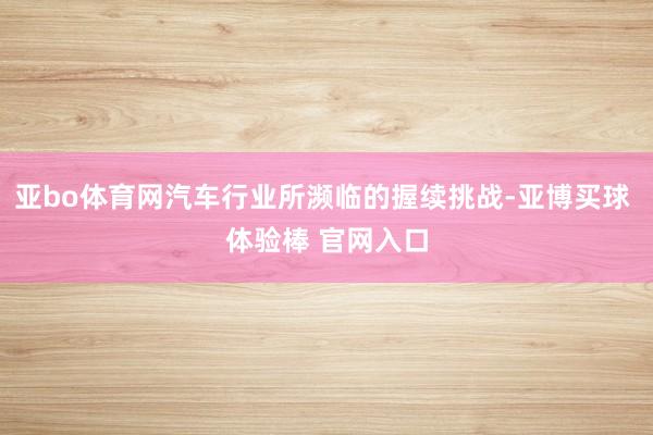 亚bo体育网汽车行业所濒临的握续挑战-亚博买球 体验棒 官网入口