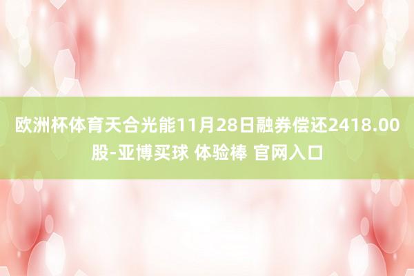 欧洲杯体育天合光能11月28日融券偿还2418.00股-亚博买球 体验棒 官网入口