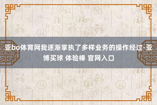 亚bo体育网我逐渐掌执了多样业务的操作经过-亚博买球 体验棒 官网入口