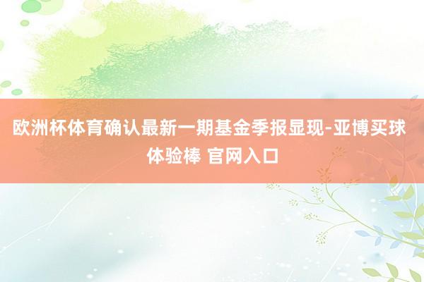 欧洲杯体育确认最新一期基金季报显现-亚博买球 体验棒 官网入口