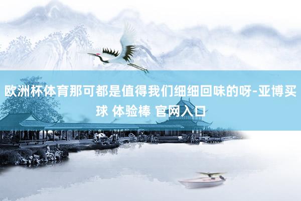 欧洲杯体育那可都是值得我们细细回味的呀-亚博买球 体验棒 官网入口