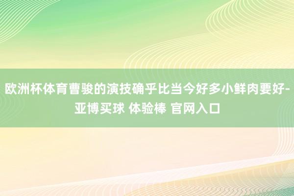 欧洲杯体育曹骏的演技确乎比当今好多小鲜肉要好-亚博买球 体验棒 官网入口