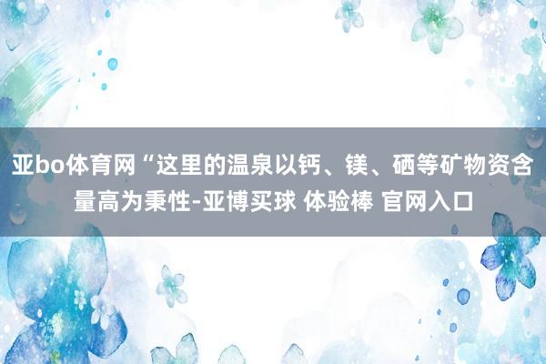 亚bo体育网“这里的温泉以钙、镁、硒等矿物资含量高为秉性-亚博买球 体验棒 官网入口