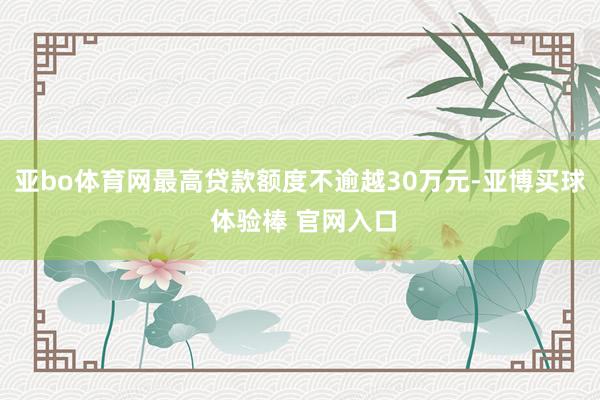 亚bo体育网最高贷款额度不逾越30万元-亚博买球 体验棒 官网入口