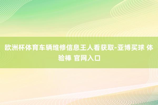 欧洲杯体育车辆维修信息王人看获取-亚博买球 体验棒 官网入口