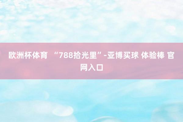 欧洲杯体育  “788拾光里”-亚博买球 体验棒 官网入口