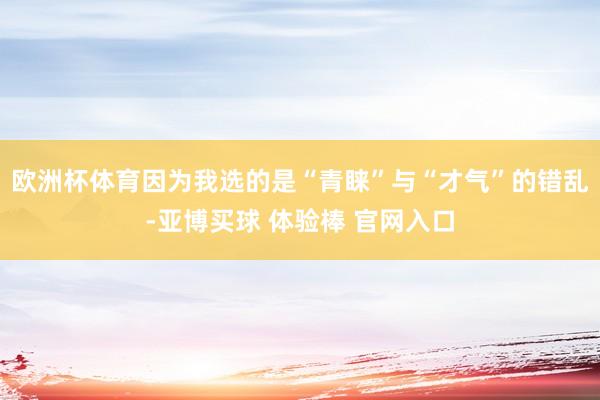欧洲杯体育因为我选的是“青睐”与“才气”的错乱-亚博买球 体验棒 官网入口