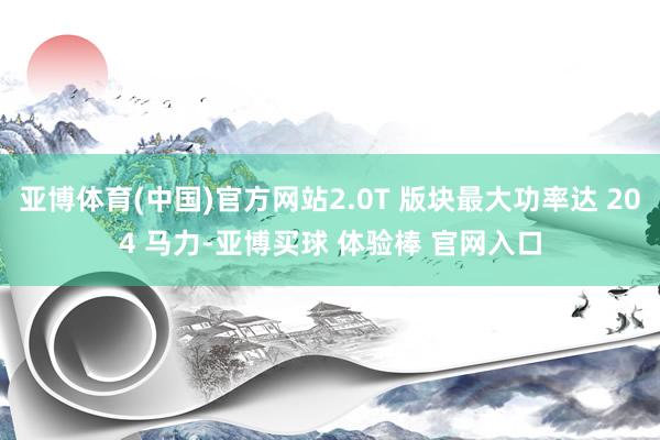 亚博体育(中国)官方网站2.0T 版块最大功率达 204 马力-亚博买球 体验棒 官网入口