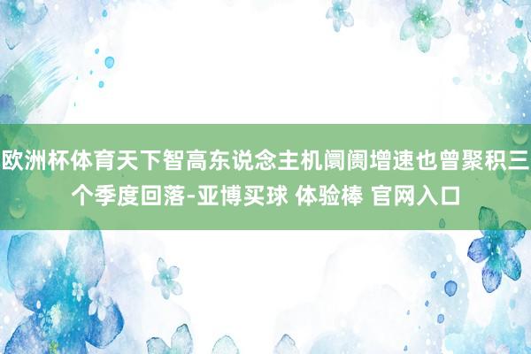 欧洲杯体育天下智高东说念主机阛阓增速也曾聚积三个季度回落-亚博买球 体验棒 官网入口