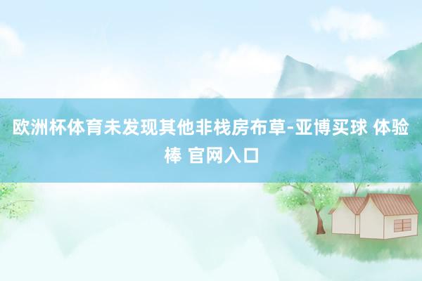 欧洲杯体育未发现其他非栈房布草-亚博买球 体验棒 官网入口