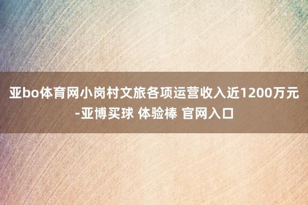 亚bo体育网小岗村文旅各项运营收入近1200万元-亚博买球 体验棒 官网入口