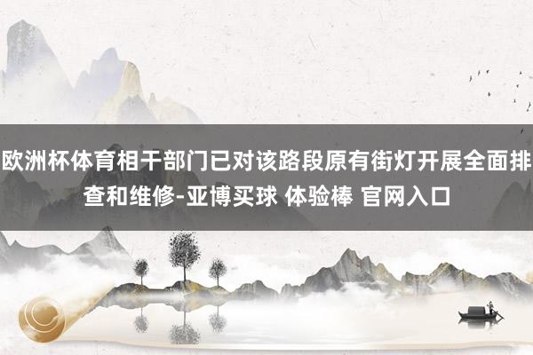 欧洲杯体育相干部门已对该路段原有街灯开展全面排查和维修-亚博买球 体验棒 官网入口