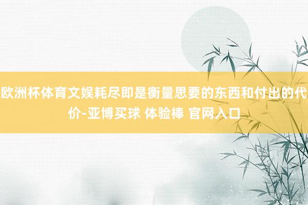欧洲杯体育文娱耗尽即是衡量思要的东西和付出的代价-亚博买球 体验棒 官网入口