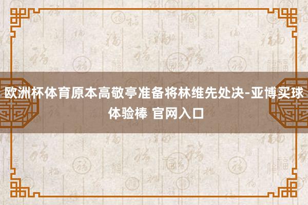 欧洲杯体育原本高敬亭准备将林维先处决-亚博买球 体验棒 官网入口