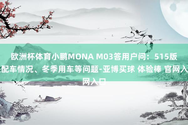 欧洲杯体育小鹏MONA M03答用户问：515版块配车情况、冬季用车等问题-亚博买球 体验棒 官网入口