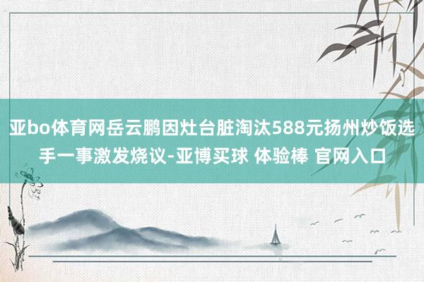 亚bo体育网岳云鹏因灶台脏淘汰588元扬州炒饭选手一事激发烧议-亚博买球 体验棒 官网入口