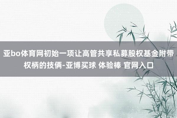 亚bo体育网初始一项让高管共享私募股权基金附带权柄的技俩-亚博买球 体验棒 官网入口
