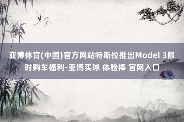 亚博体育(中国)官方网站特斯拉推出Model 3限时购车福利-亚博买球 体验棒 官网入口